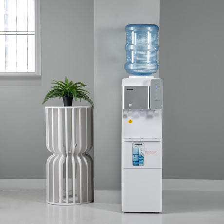 Geepas GWD17027 Water Dispenser with Built-In Ice Maker | Hot, Normal & Cold Water | Touch Control Panel | Fast Cooling | Energy Saving Design for Home & Office Use
