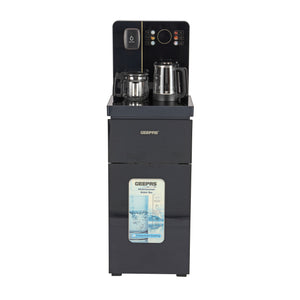 Geepas GWD17041 Multifunction Water Bar with touchscreen display, stainless steel tank, hot & cold water, integrated tea maker, and bottom-loading design. Ideal for home or office