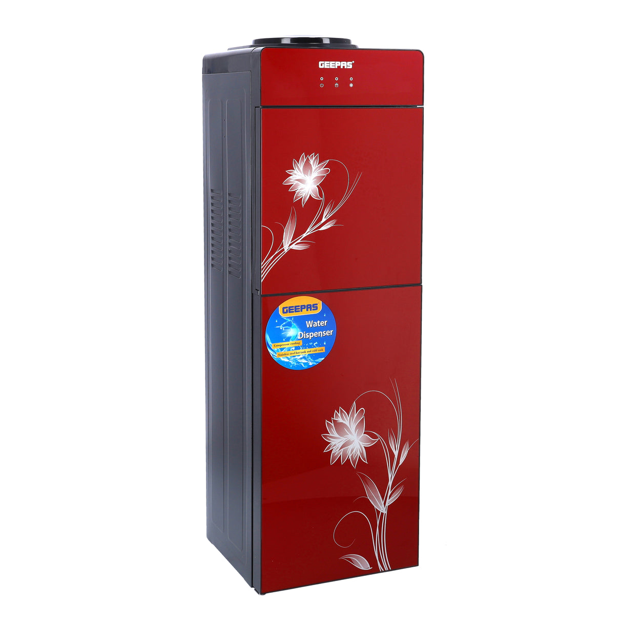 Geepas GWD8343 Hot & Cold Water Dispenser with Stainless Steel Tank | Fast Cooling Compressor| Energy Efficient Performance & Built-In Storage Cabinet for Home & Office