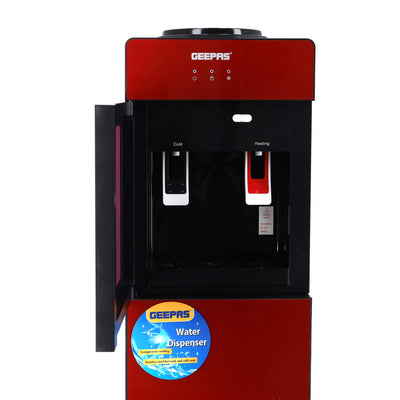 Geepas GWD8343 Hot & Cold Water Dispenser with Stainless Steel Tank | Fast Cooling Compressor| Energy Efficient Performance & Built-In Storage Cabinet for Home & Office