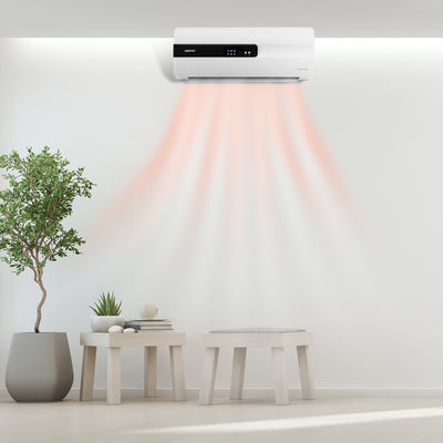 Geepas GWH28515 PTC Ceramic Wall Heater | LED Display | Adjustable Thermostat | 2 Heat Settings | Remote Control | Overheat Protection | 8 Hour Timer for Home & Office