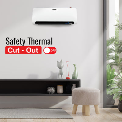 Geepas GWH28518 PTC Ceramic Wall Heater | LED Display | Electronic Temperature Control| 2200W Power | 2 Heat Settings | Remote Control | Timer & Overheat Protection