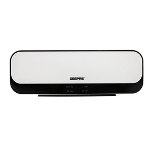 Geepas PTC Ceramic Wall Heater GWH28519 with 2000W power, 2 heat settings, remote control, LED display, 8-hour timer, and overheat protection for safe and efficient heating.