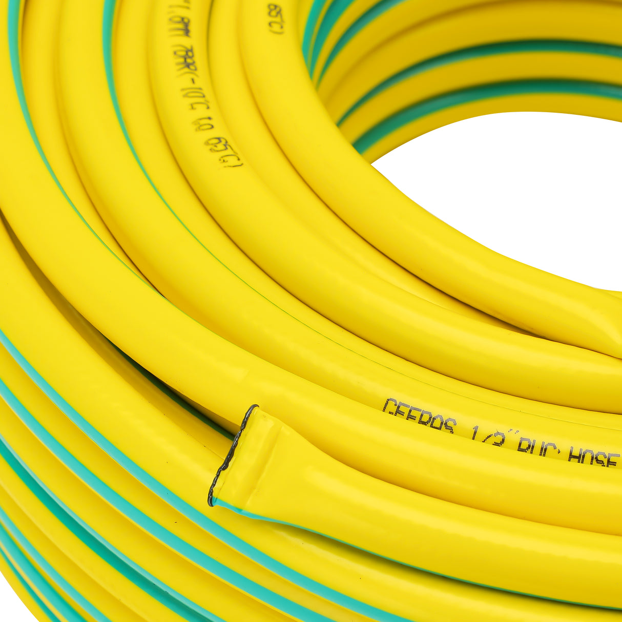 Geepas 1/2 PVC Hose- GWH61154| 50 M, 3-Layer Construction with High Flexibility| Suitable for 7 Bar Pressure, Heat Resistance -10–65 °C| Yellow and green, 1 Year Warranty