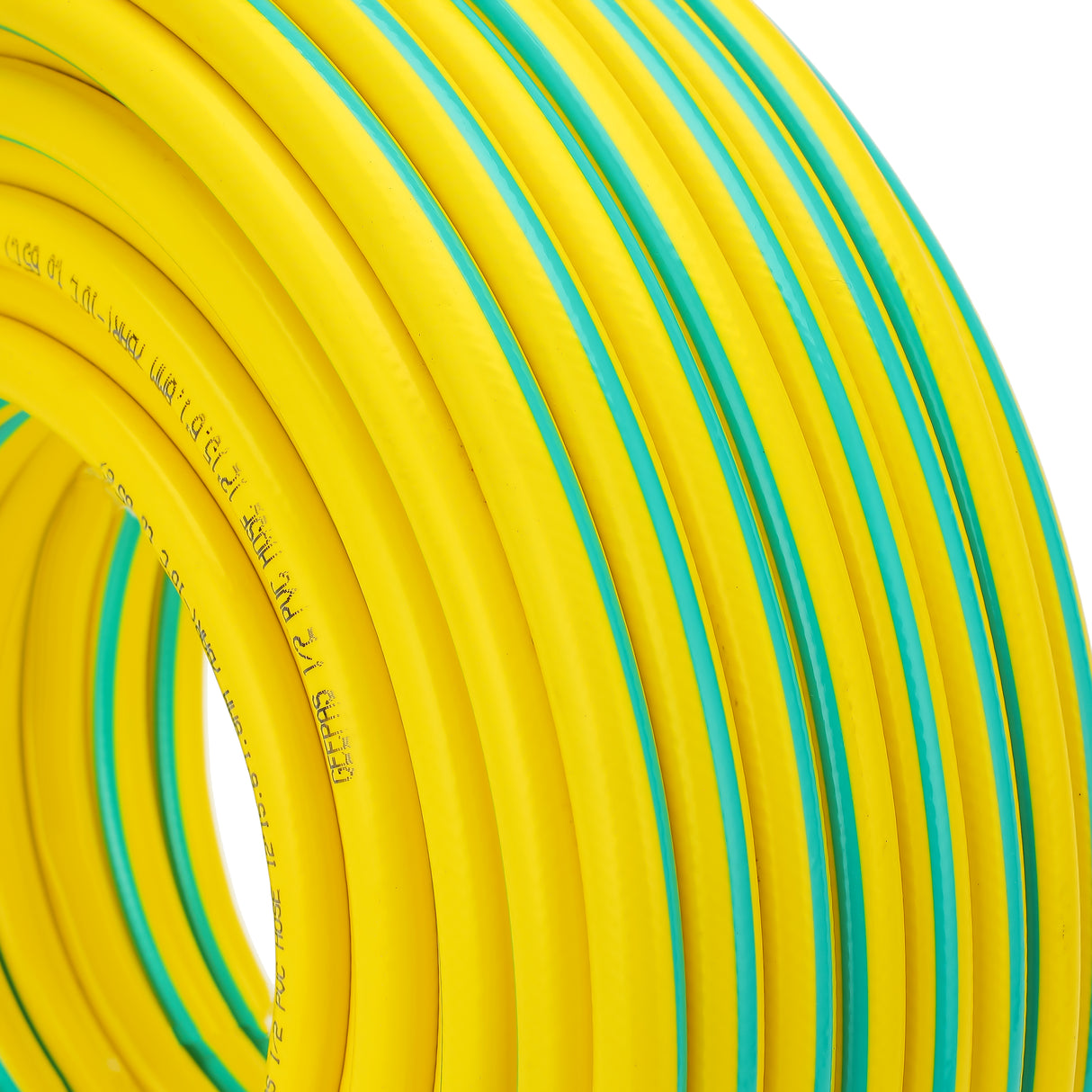 Geepas 1/2 PVC Hose- GWH61154| 50 M, 3-Layer Construction with High Flexibility| Suitable for 7 Bar Pressure, Heat Resistance -10–65 °C| Yellow and green, 1 Year Warranty