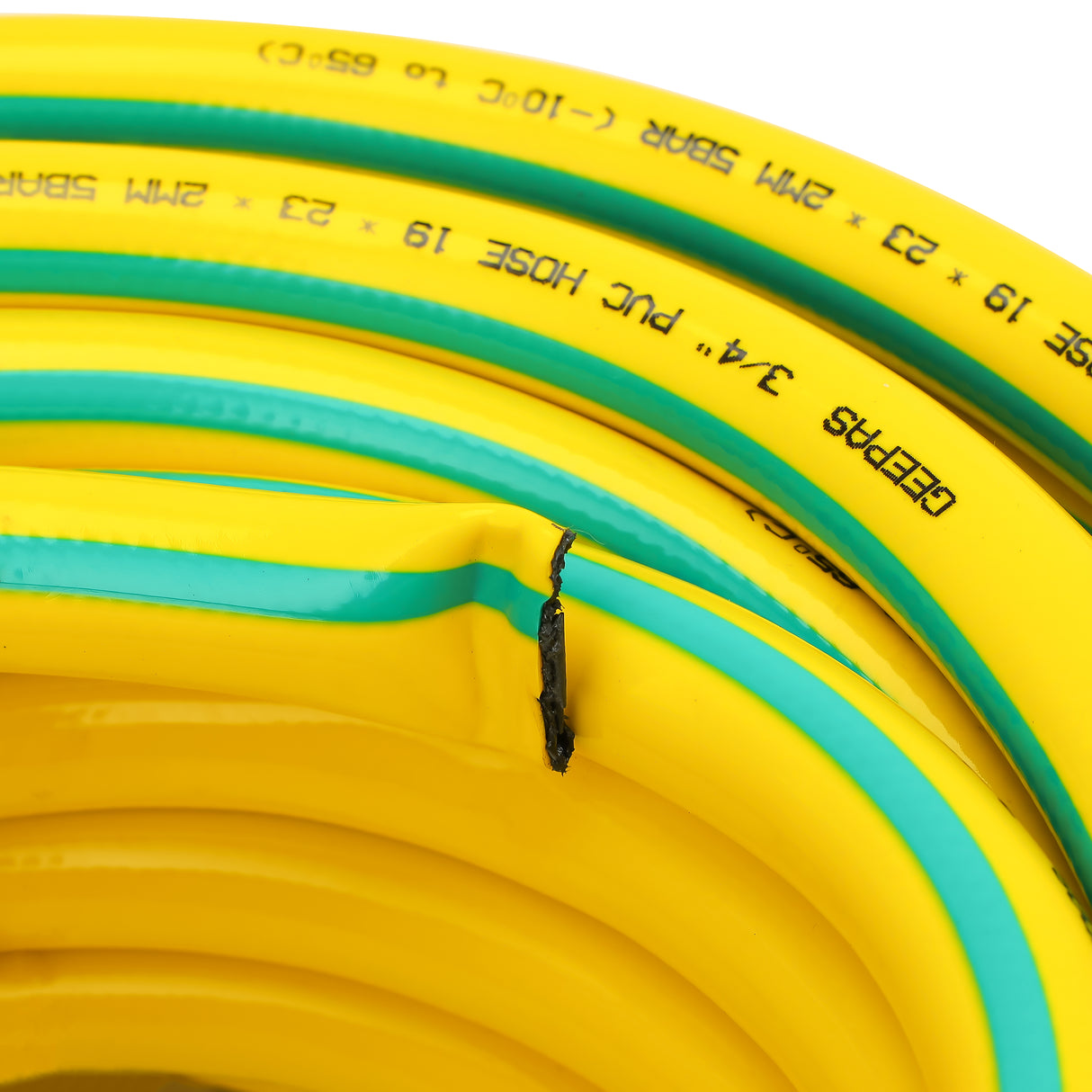 Geepas 3/4 PVC Hose- GWH61155| 25 M, 3-Layer Construction with High Flexibility| Suitable for 5 Bar Pressure, Heat Resistance -10–65 °C| Yellow and green, 1 Year Warranty