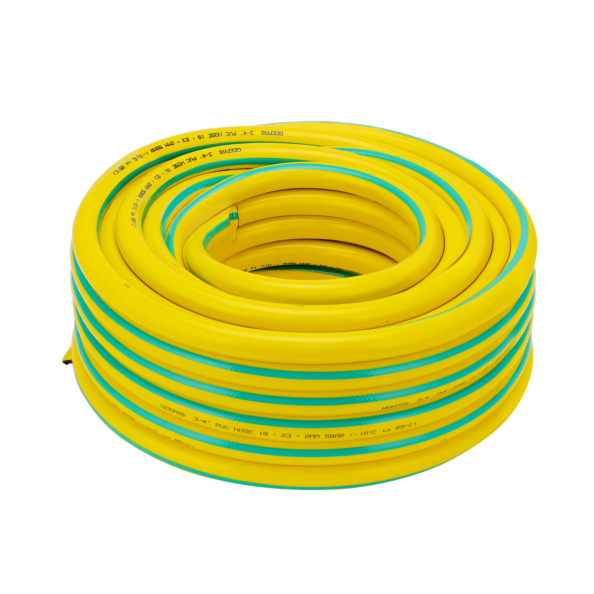 Geepas 3/4 PVC Hose- GWH61155| 25 M, 3-Layer Construction with High Flexibility| Suitable for 5 Bar Pressure, Heat Resistance -10–65 °C| Yellow and green, 1 Year Warranty