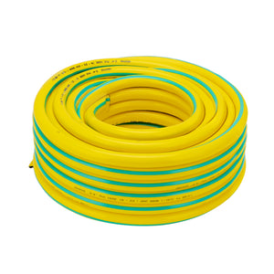 Geepas 3/4 PVC Hose- GWH61155| 25 M, 3-Layer Construction with High Flexibility| Suitable for 5 Bar Pressure, Heat Resistance -10–65 °C| Yellow and green, 1 Year Warranty
