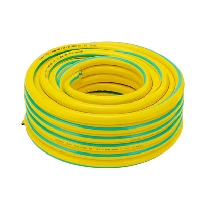 Geepas 3/4 PVC Hose- GWH61155| 25 M, 3-Layer Construction with High Flexibility| Suitable for 5 Bar Pressure, Heat Resistance -10–65 °C| Yellow and green, 1 Year Warranty