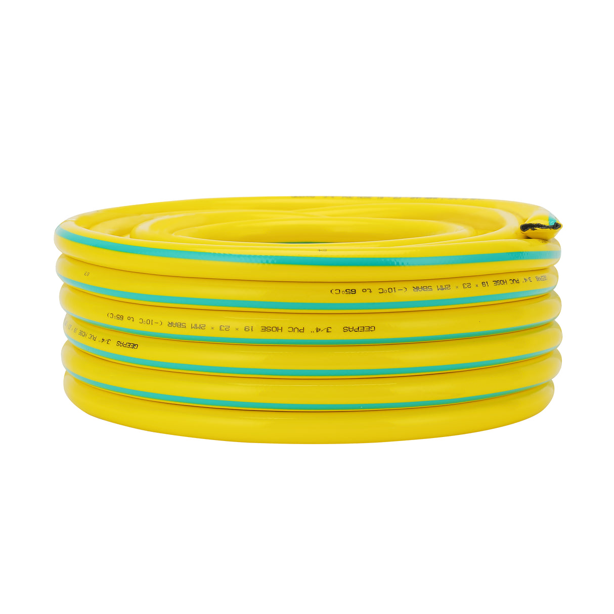 Geepas 3/4 PVC Hose- GWH61155| 25 M, 3-Layer Construction with High Flexibility| Suitable for 5 Bar Pressure, Heat Resistance -10–65 °C| Yellow and green, 1 Year Warranty