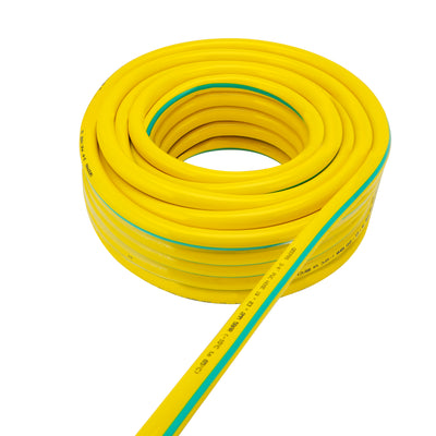 Geepas 3/4 PVC Hose- GWH61155| 25 M, 3-Layer Construction with High Flexibility| Suitable for 5 Bar Pressure, Heat Resistance -10–65 °C| Yellow and green, 1 Year Warranty