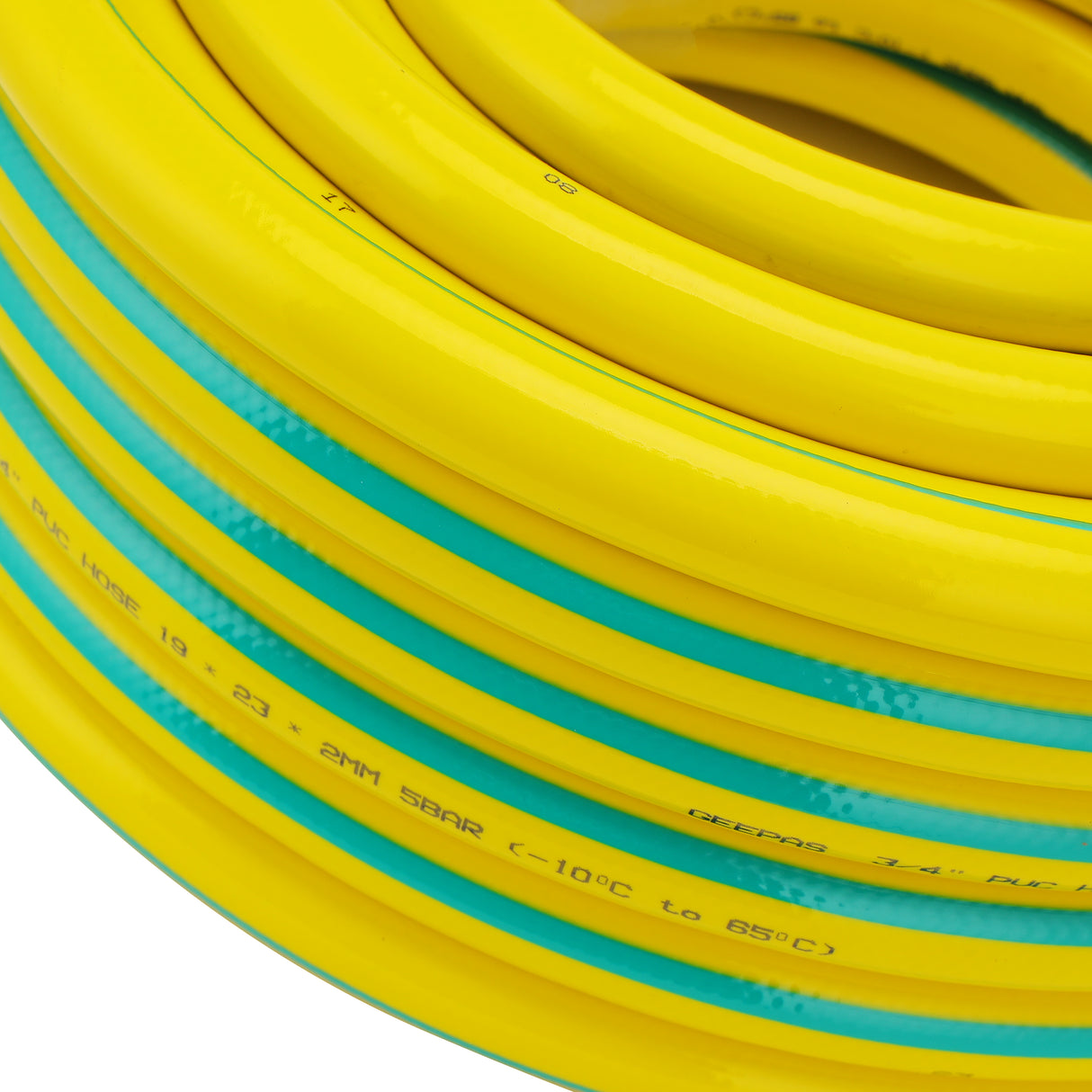 Geepas 3/4 PVC Hose- GWH61155| 25 M, 3-Layer Construction with High Flexibility| Suitable for 5 Bar Pressure, Heat Resistance -10–65 °C| Yellow and green, 1 Year Warranty