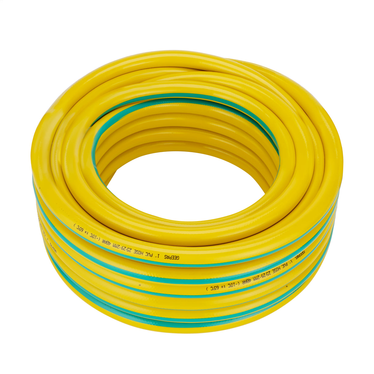Geepas 1" PVC Hose- GWH61157 | 25M, 3-Layer Flexible Design | For Water Supply, Gardening, Cleaning | 4 Bar Pressure, Heat Resistant -10°C to 65°C | Yellow/Green.