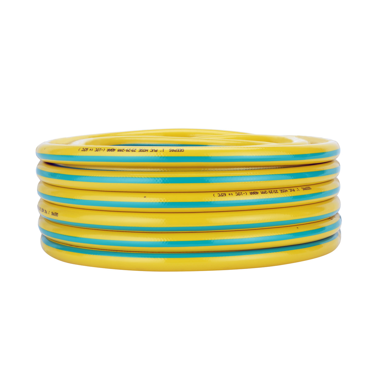 Geepas 1" PVC Hose- GWH61157 | 25M, 3-Layer Flexible Design | For Water Supply, Gardening, Cleaning | 4 Bar Pressure, Heat Resistant -10°C to 65°C | Yellow/Green.