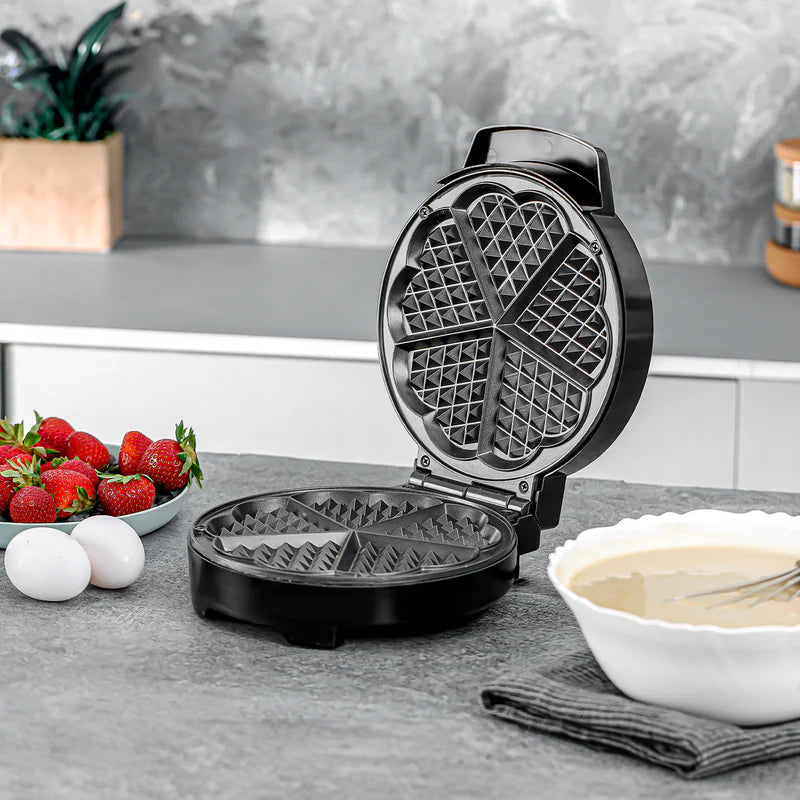 Geepas GWM36538 Heart Waffle Maker | 1000W Power| Adjustable Temperature Control | Non-Stick Cooking Plates | Cool-Touch Handle | Skid-Resistant Feet | 2 Years Warranty