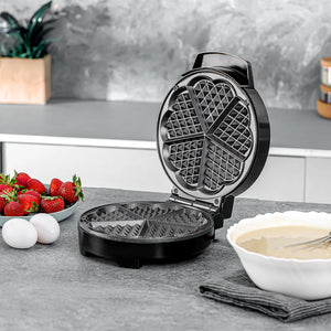 Geepas GWM36538 Heart Waffle Maker | 1000W Power| Adjustable Temperature Control | Non-Stick Cooking Plates | Cool-Touch Handle | Skid-Resistant Feet | 2 Years Warranty