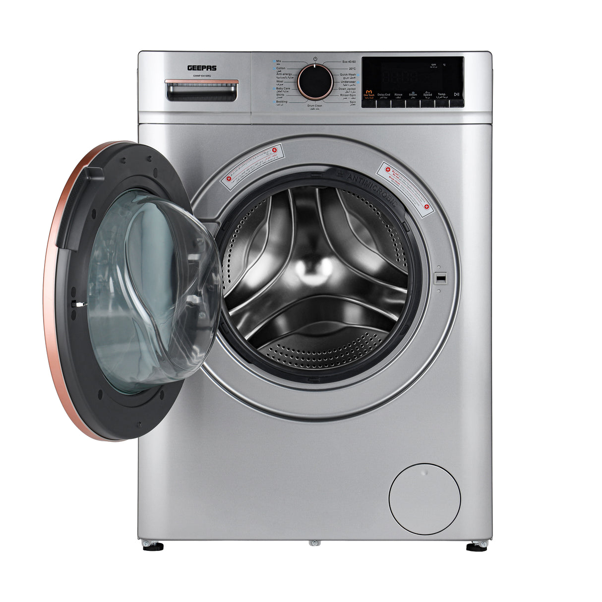 Geepas 10 KG Front Load Washing Machine- GWMF1041SRG/ Fully Automatic, equipped with Multiple Programs including Quick Wash, Delay End, Allergy Care, Cotton, etc