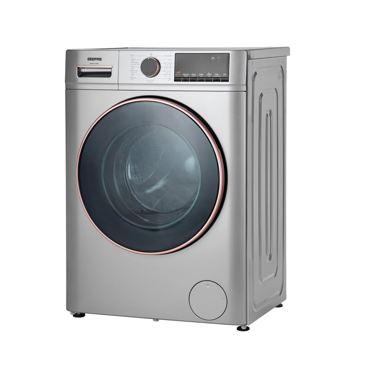 Geepas 10 KG Front Load Washing Machine- GWMF1041SRG/ Fully Automatic, equipped with Multiple Programs including Quick Wash, Delay End, Allergy Care, Cotton, etc