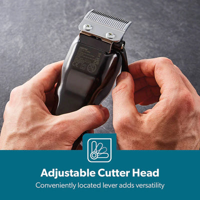 Geepas GTR8658N Professional Hair Clipper | Gold Titanium Carbon Steel Blade | Adjustable Control Lever | Magnetic Motor | 4 Detachable Combs | Barber Accessories