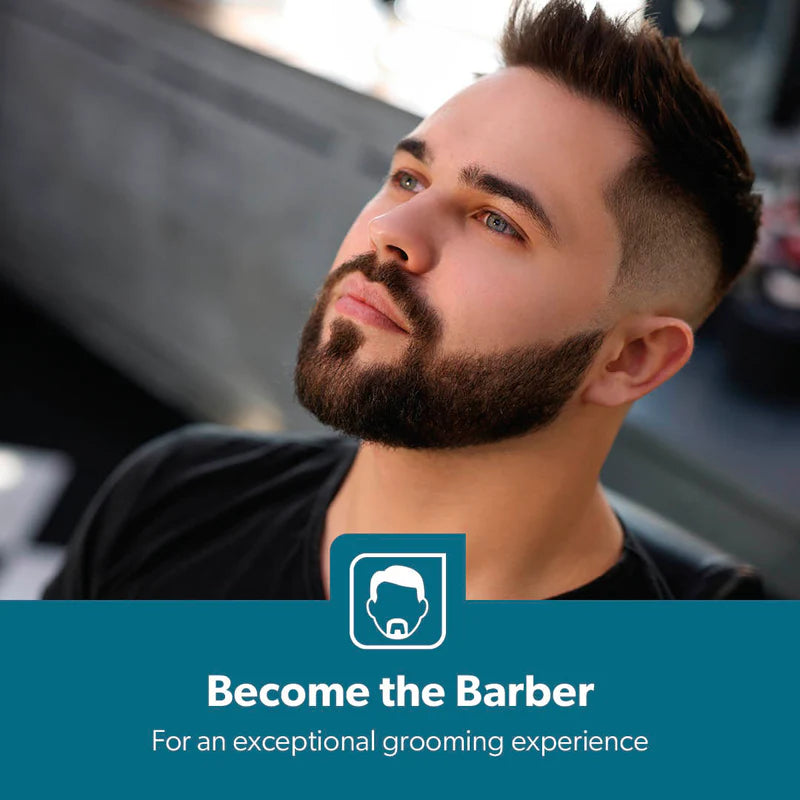 Geepas GTR8658N Professional Hair Clipper | Gold Titanium Carbon Steel Blade | Adjustable Control Lever | Magnetic Motor | 4 Detachable Combs | Barber Accessories