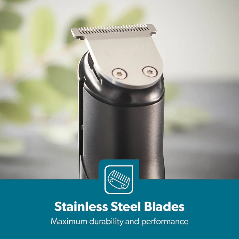 Geepas GTR56042 Rechargeable Hair Trimmer | 1500mAh Li-ion Battery| 20 Length Settings| T Stainless Steel Blade|2 Combs (1–10mm & 11–20mm)| USB Charging| 2 Years Warranty