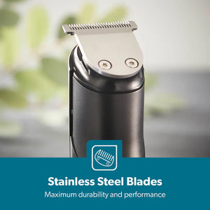 Geepas GTR56042 Rechargeable Hair Trimmer | 1500mAh Li-ion Battery| 20 Length Settings| T Stainless Steel Blade|2 Combs (1–10mm & 11–20mm)| USB Charging| 2 Years Warranty