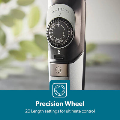 Geepas GTR56042 Rechargeable Hair Trimmer | 1500mAh Li-ion Battery| 20 Length Settings| T Stainless Steel Blade|2 Combs (1–10mm & 11–20mm)| USB Charging| 2 Years Warranty