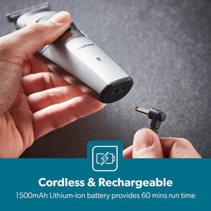 Geepas GTR56042 Rechargeable Hair Trimmer | 1500mAh Li-ion Battery| 20 Length Settings| T Stainless Steel Blade|2 Combs (1–10mm & 11–20mm)| USB Charging| 2 Years Warranty