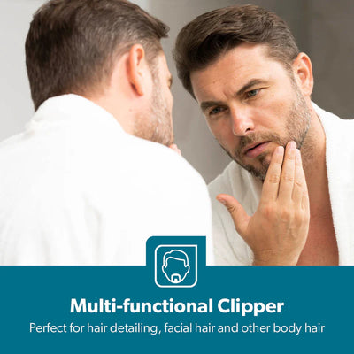 Geepas GTR56042 Rechargeable Hair Trimmer | 1500mAh Li-ion Battery| 20 Length Settings| T Stainless Steel Blade|2 Combs (1–10mm & 11–20mm)| USB Charging| 2 Years Warranty