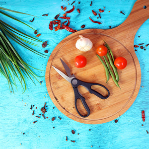 Royalford RF490S Kitchen Scissors| 3-in-1 design, durable stainless steel blades & ergonomic grip| built-in bottle opener and nut cracker, ideal for kitchen use|