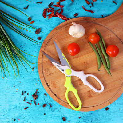 Royalford RF6319 Professional Kitchen Scissors| durable stainless steel with ergonomic handles| ideal for effortlessly cutting meat, vegetables, herbs, and packaging|