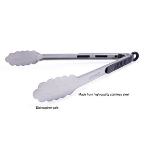 Royalford RF2042-FT12 12 inch food tong|  ergonomic design, gripped handle and auto lock mechanism| dishwasher safe, ideal for cooking, grilling & serving food|