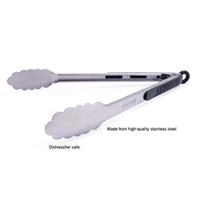 Royalford RF2042-FT12 12 inch food tong|  ergonomic design, gripped handle and auto lock mechanism| dishwasher safe, ideal for cooking, grilling & serving food|