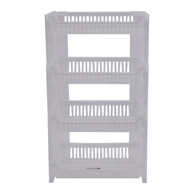 Royalford 4-Layer Vegetable Rack RF10879 | Transparent Premium Plastic Storage Stand | Space-Saving Design | Easy Assembly |  Efficient 4-Tier Kitchen Organizer