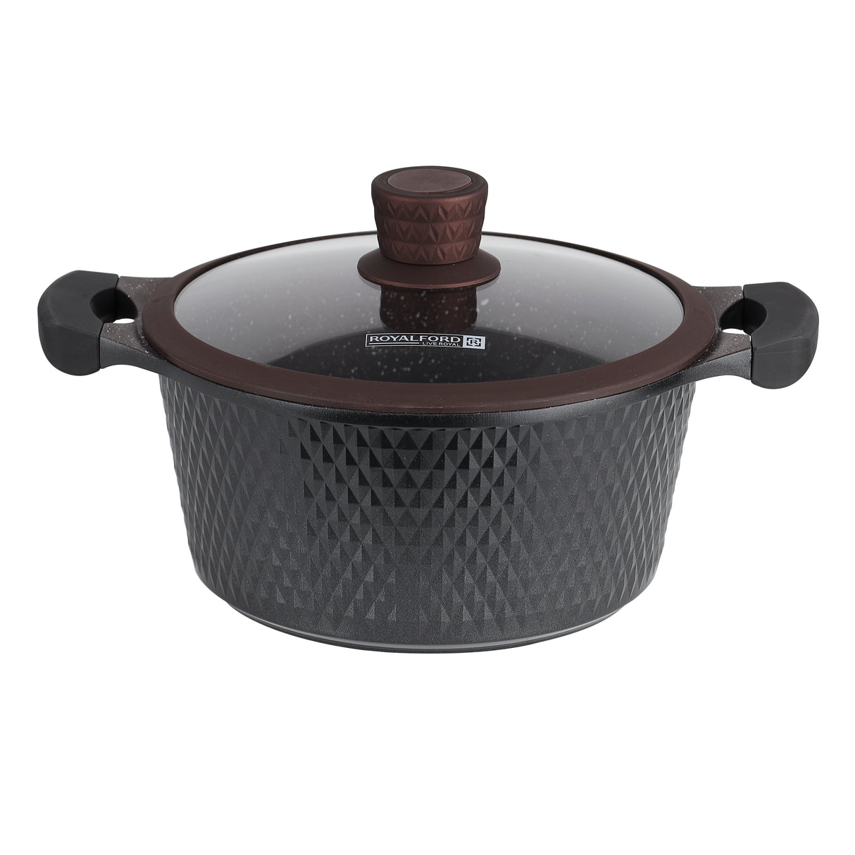 Die-Cast Cookware Set with Durable Granite Coating, RF10336 | 10 Pcs Cookware | Tempered Glass Lid | Heavy-Duty Bakelite Handles | Compatible with Multiple Hob