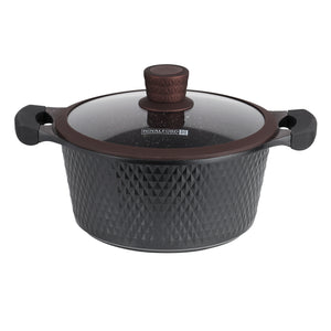 Die-Cast Cookware Set with Durable Granite Coating, RF10336 | 10 Pcs Cookware | Tempered Glass Lid | Heavy-Duty Bakelite Handles | Compatible with Multiple Hob