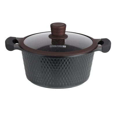 Die-Cast Cookware Set with Durable Granite Coating, RF10336 | 10 Pcs Cookware | Tempered Glass Lid | Heavy-Duty Bakelite Handles | Compatible with Multiple Hob