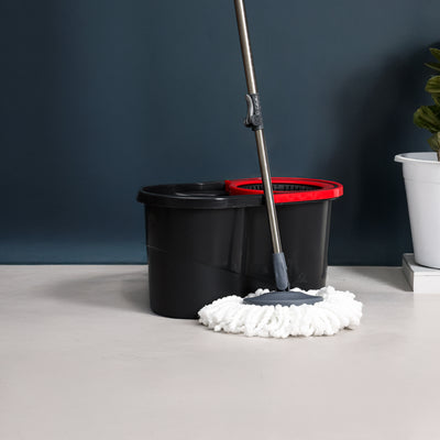 Royalford Elegant Spin Easy Mop | 360° Rotating Microfiber Mop Head| 16L Large Bucket Capacity| Hands-Free Wringing & Splash-Free Cleaning for Professional Home Use