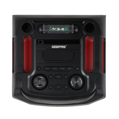 Geepas GMS11153 Rechargeable Professional Speaker with UHF Mic | Bluetooth Party Speaker | True Wireless Stereo |UHF wireless microphone | External DC 12V power input