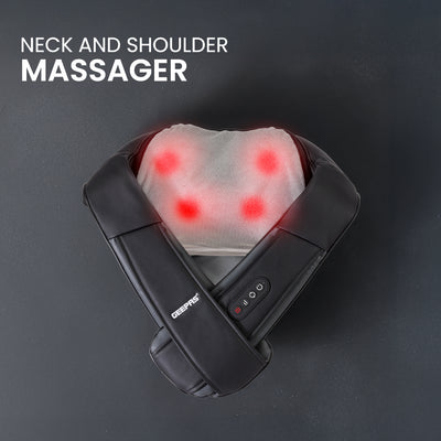 Geepas GM86106 Neck & Shoulder Massager | Shiatsu Massage with Rechargeable Battery, Heat Function, Multi-Speed Settings, Portable & Ergonomic Design for Relaxation
