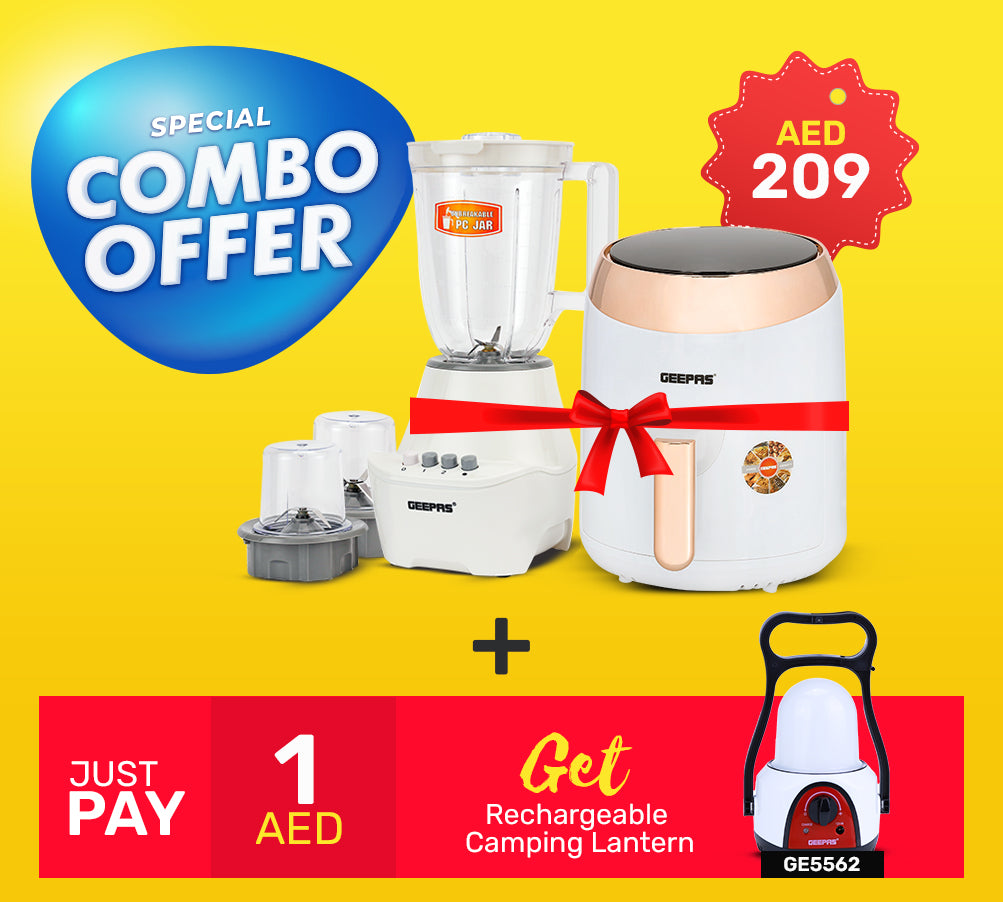 GEEPAS 3.5 LTR Air Fryer, 3 in 1 Blender Set & Lantern Combo
