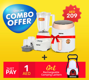GEEPAS 3.5 LTR Air Fryer, 3 in 1 Blender Set & Lantern Combo