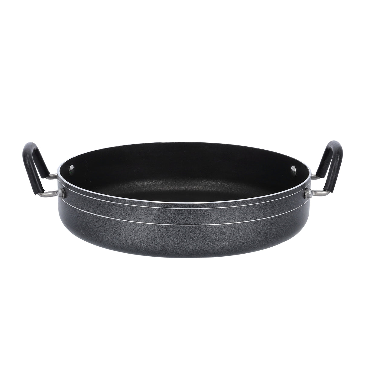 Royalford RF10007 32CM Non Stick Jumbo Shallow Pot |  Toughened Glass Lid|  DuPont Coating | 3.2mm Thick Aluminium |  Spiral Bottom | PFOA Free | Suitable For Daily Use