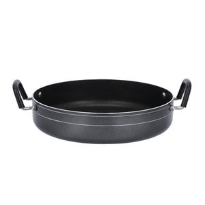 Royalford RF10007 32CM Non Stick Jumbo Shallow Pot |  Toughened Glass Lid|  DuPont Coating | 3.2mm Thick Aluminium |  Spiral Bottom | PFOA Free | Suitable For Daily Use