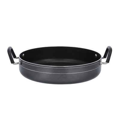 Royalford RF10007 32CM Non Stick Jumbo Shallow Pot |  Toughened Glass Lid|  DuPont Coating | 3.2mm Thick Aluminium |  Spiral Bottom | PFOA Free | Suitable For Daily Use