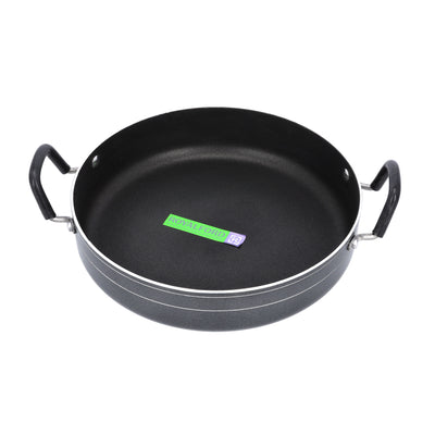 Royalford RF10007 32CM Non Stick Jumbo Shallow Pot |  Toughened Glass Lid|  DuPont Coating | 3.2mm Thick Aluminium |  Spiral Bottom | PFOA Free | Suitable For Daily Use