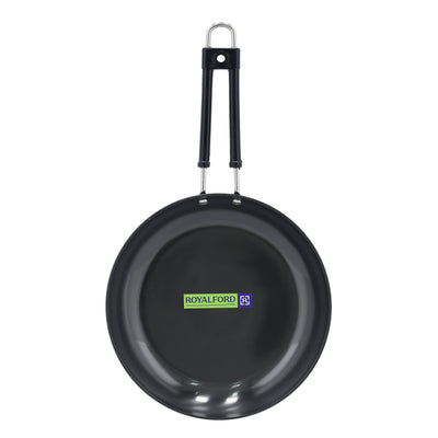 Royalford RF10010 Hard Anodized Frypan | 24cm | Heavy Gauge Virgin Aluminium | 3 Layer Durable Construction | 3mm Thickness | Even Heat Distribution| Ergonomic Handle