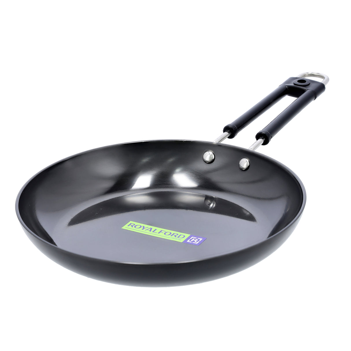 Royalford RF10012 Hard Anodized Frypan 28cm |Heavy Gauge Virgin Aluminium Cookware |  3 Layer Durable Construction |3mm Thickness | Even Heat Distribution| Easy to Clean