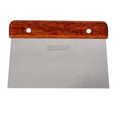 Royalford RF10035 Kitchen Scraper with Stainless Steel Blade & Wooden Handle| 15cm Wide Blade| Dishwasher-Safe| Shock-Resistant Design | Dough Handling & Kitchen Prep