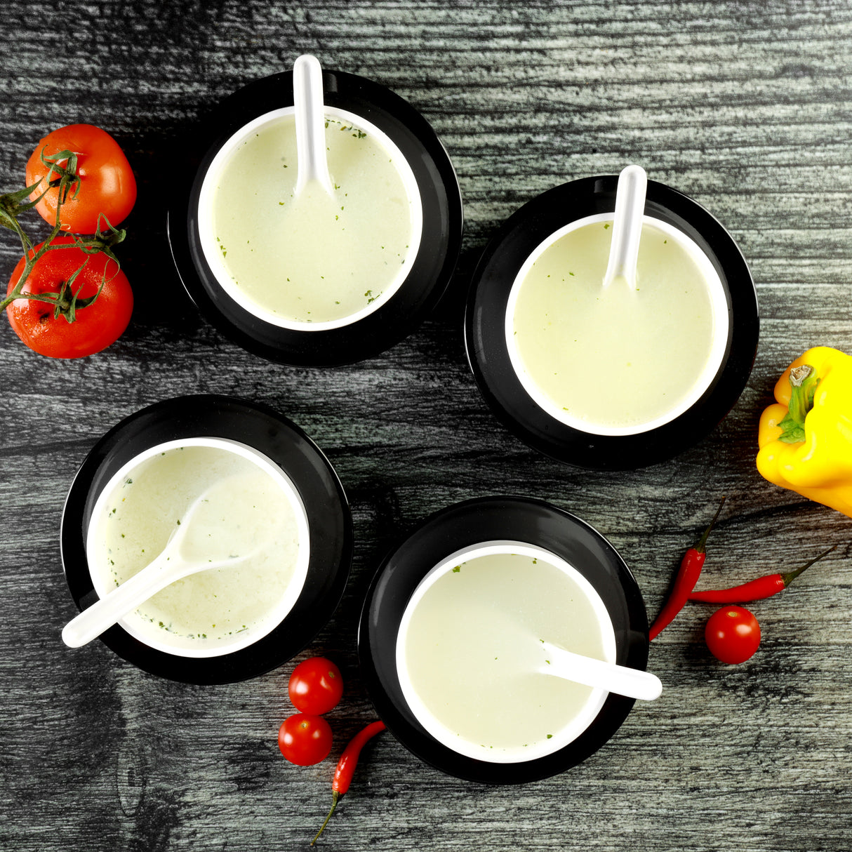 Royalford RF10061 12-Piece Premium Melamine Soup Bowl Set |  Soup Bowls + Linear Bowls + Soup Spoons | Durable, Stylish & Heat-Resistant Serving Set for Soups & Starters